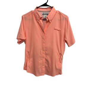 Columbia PFG Tamiami II UPF 40 Short Sleeve Fishing Shirt Peach Sz Medium Active
